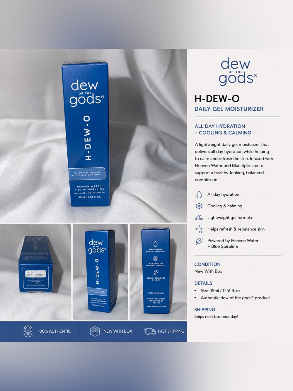 Dew of the Gods H-DEW-O Daily Gel Moisturizer Blue Spirulina